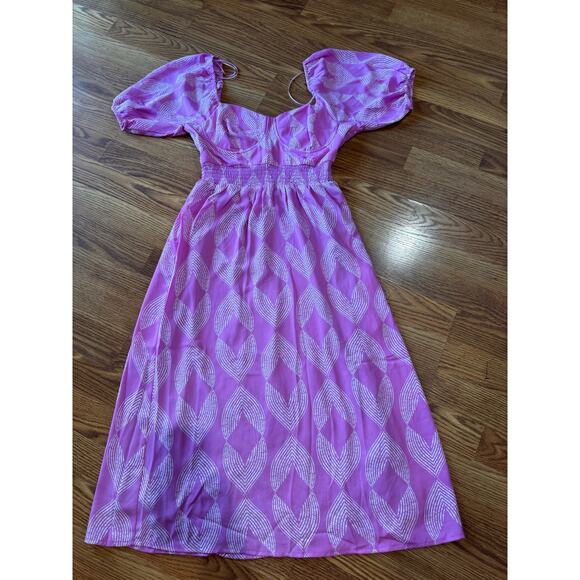 Collective Concepts pink Sweetheart bustier  open back Midi Dress size small - Picture 7 of 11